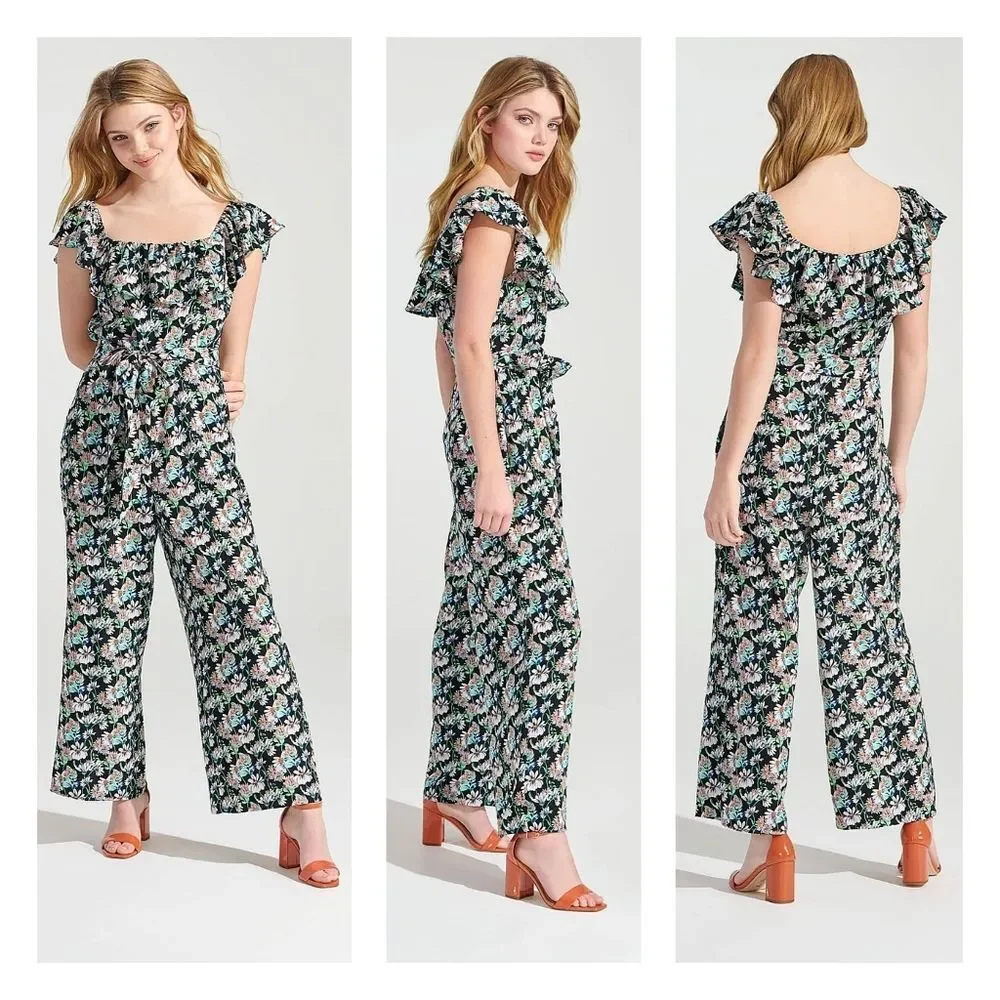 Sam Edelman | NWOT Ruffled Flutter Sleeve Floral Garden Jumpsuit | 2 - Picture 2 of 15